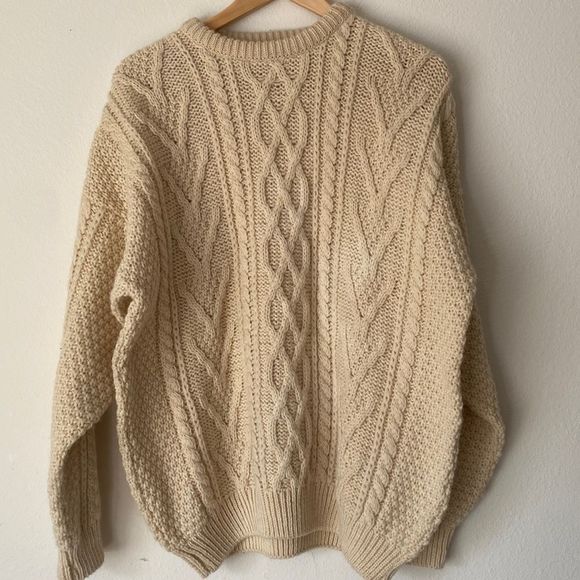 blarney Other - Blarney sz L wool cable knit Irish sweater fisherman’s ivory great condition